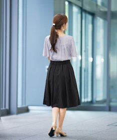 Tiaclasse L 【洗える】シフォンフレアスリーブブラウス