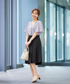 Tiaclasse L 【洗える】シフォンフレアスリーブブラウス