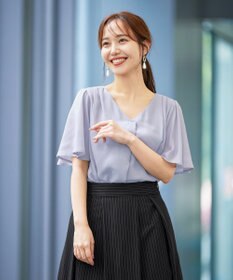 Tiaclasse L 【洗える】シフォンフレアスリーブブラウス