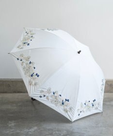 AND WOOL 〈一級遮光生地・晴雨兼用〉スミレ刺繍の日傘 （長傘タイプ）
