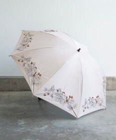 AND WOOL 〈一級遮光生地・晴雨兼用〉スミレ刺繍の日傘 （長傘タイプ）