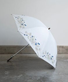 AND WOOL 〈一級遮光生地・晴雨兼用〉スミレ刺繍の日傘 （長傘タイプ）