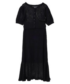 earth music&ecology ２点ＳＥＴ透かし編みカーディガン＋裾フレアスカート