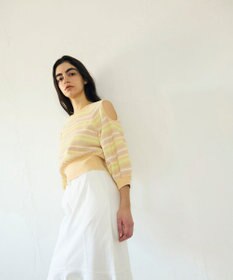 GRACE CONTINENTAL ボーダーパフニットトップ