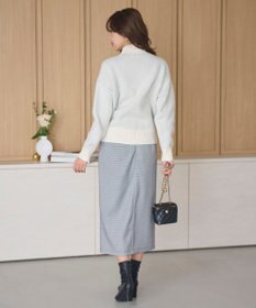 Feroux 【洗える】リボン柄ハイネック プルオーバーニット