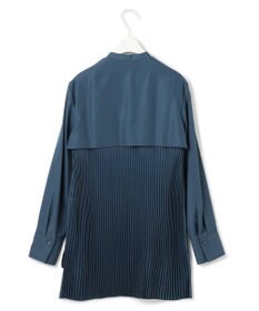 ICB 【洗える】 スパンローンプリーツ バンドカラーシャツ