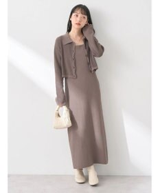 earth music&ecology ＳＥＴ２点襟付きカーディガン＋ニットワンピース