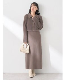earth music&ecology ＳＥＴ２点襟付きカーディガン＋ニットワンピース