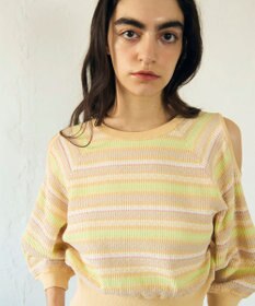 GRACE CONTINENTAL ボーダーパフニットトップ