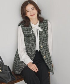 23区 GIOLICAツイード フォルム ジレ モノトーンミックス