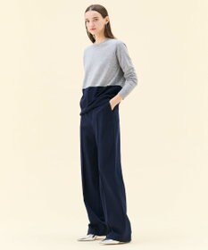 BEIGE， 【WEB限定・洗える】DEMING / バイカラーウールクルーネックニット