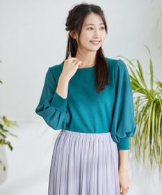 Tiaclasse 【新色追加・洗える】異素材パフ袖トップス