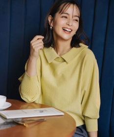 組曲 【加藤ローサさん着用 / 前後着用可】スムースストレッチロールネック ニット イエロー系