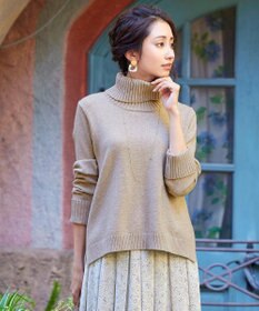 Tiaclasse 【洗える】もっちり柔らかいリブタートルプルオーバーニット