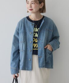 AMERICAN HOLIC ノーカラーデニムカバーオール