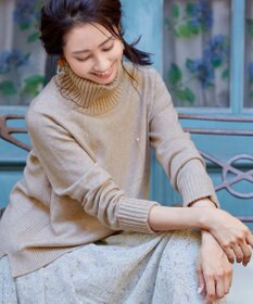 Tiaclasse 【洗える】もっちり柔らかいリブタートルプルオーバーニット