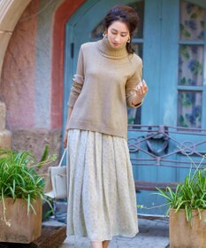 Tiaclasse 【洗える】もっちり柔らかいリブタートルプルオーバーニット