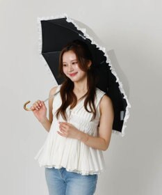AURORA 【dazzlin（ダズリン）】ストライプ・ドットフリル晴雨兼用傘（長傘）