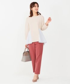 ANY SIS 【洗える】異素材コンビペプラム トップス