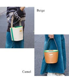 tsumori chisato CARRY カラーコンビエコレザー ハンドバッグ　バケツバッグ ショルダーバッグ