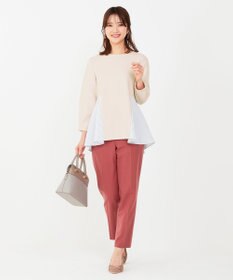 ANY SIS 【洗える】異素材コンビペプラム トップス