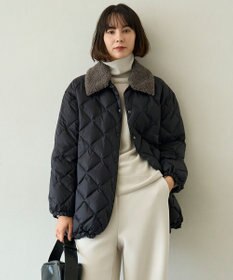 UNFILO L 【自宅で洗濯OK / ファー襟取り外し可能】TAIONコラボ ボア襟 リバーシブルダウン