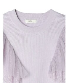 earth music&ecology 袖レースリブニットプルオーバー