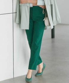 23区 L 【洗える】リネンレーヨンストレッチ テーパードパンツ [WEB限定]グリーン系