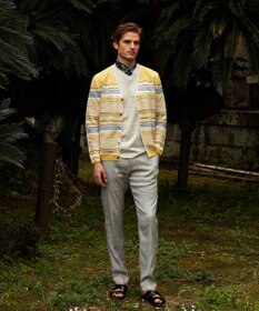 JOSEPH ABBOUD 【サスティナブル】スラブギマボーダー カーディガン