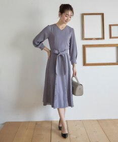 Tiaclasse 【洗える】レース切り替えフレアワンピース