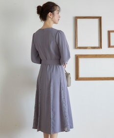 Tiaclasse 【洗える】レース切り替えフレアワンピース