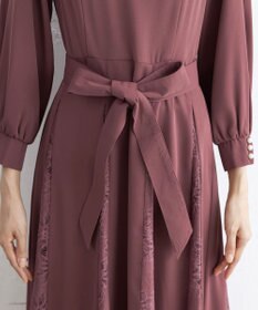 Tiaclasse 【洗える】レース切り替えフレアワンピース