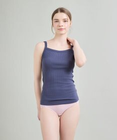 une nana cool 綿100%生地使用 リブ編みコットン キャミソール