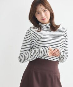 earth music&ecology シャーリングスリーブリブタートルプルオーバー