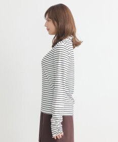 earth music&ecology シャーリングスリーブリブタートルプルオーバー