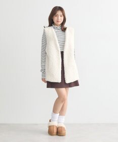 earth music&ecology シャーリングスリーブリブタートルプルオーバー