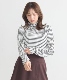 earth music&ecology シャーリングスリーブリブタートルプルオーバー