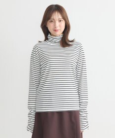 earth music&ecology シャーリングスリーブリブタートルプルオーバー