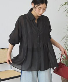 AMERICAN HOLIC ウエストタックシアーストライプシャツ