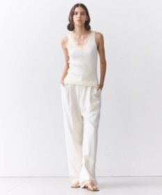 BEIGE， RUBY / レーストリム リブタンクトップ