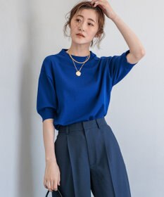 23区 L 【洗える】ヴィスコースストレッチ 半袖 ニット