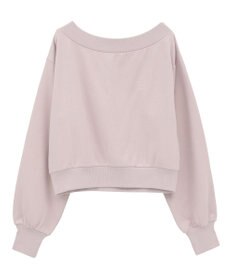 earth music&ecology ショート丈ワンポイント刺繍オフショルスウェット
