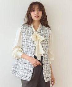 Feroux 【洗える】ラメツイード ジレ