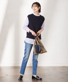 J.PRESS LADIES S 【洗える】 FAST コットンナイロン ストライプ バンドカラー ブラウス