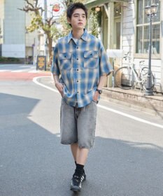 WEGO 【ユニセックス着用ITEM/SMLサイズ展開】オンブレチェックシャツ（SS）