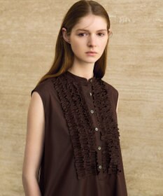 23区 【R(アール)】ルミナスコットン フロントフリル ワンピース