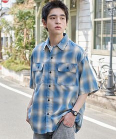 WEGO 【ユニセックス着用ITEM/SMLサイズ展開】オンブレチェックシャツ（SS）