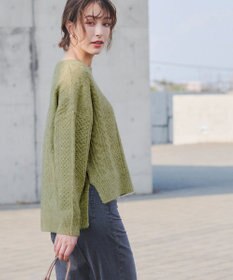 Tiaclasse 【洗える】ケーブル柄編みニットプルオーバー