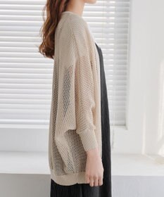 Tiaclasse L 【洗える】メッシュ編みニットドルマンカーディガン