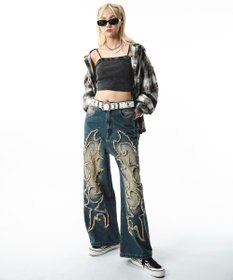 WEGO 【ユニセックス着用ITEM】フリンジデニムパンツ